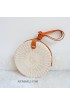 coloring rattan circle sling leather bags white color